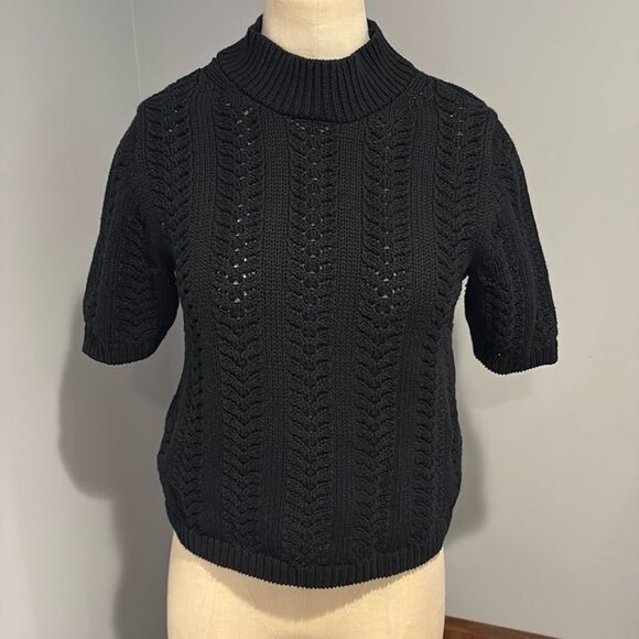 Gap Pointelle Short Sleeve Mockneck Sweater Size XS Petite - Picture 1 of 9